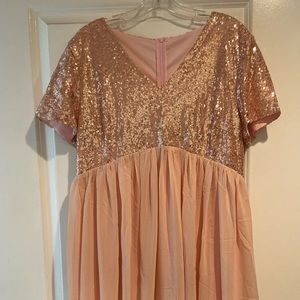Pink Maternity dress with Sequins